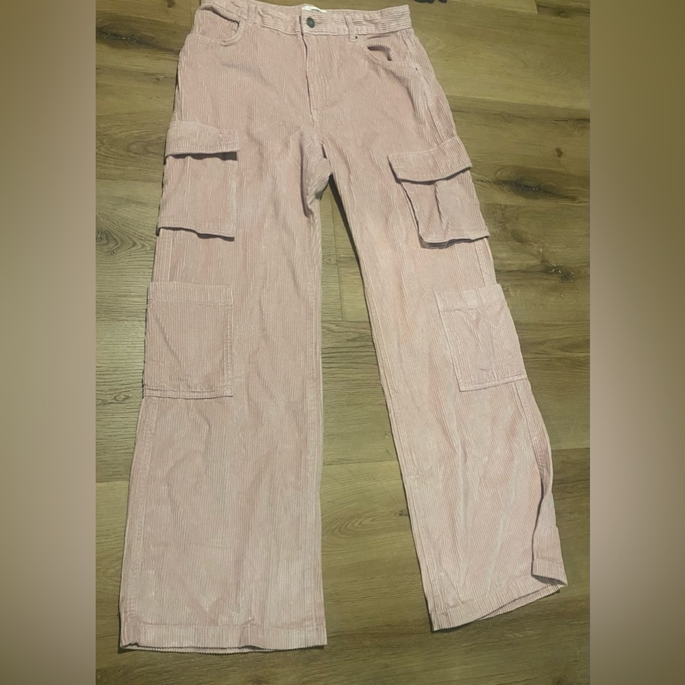 Flamingo Pink Cord Cargo Jean